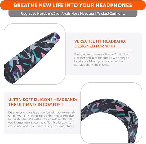 WC Arctis Nova Accessory Bundle Pack - Silicone Headband and Side Speaker Plate Upgrade for Arctis Nova Headsets by Wicked Cushions | 90's Black in Saudi Arabia