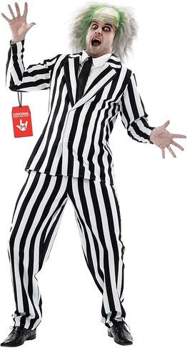 fun shack Black and White Striped Suit Mens Costume, Halloween Costumes for Adults, Halloween Costumes for men in Saudi Arabia