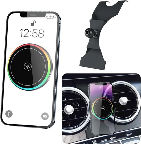 حامل هاتف مغناطيسي للسيارة لسيارة Mercedes Benz C-Class 2022-2025 وGLC Class 2023-2026 وCLE 2024-2026 وإكسسوارات السيارات، أفضل حامل للهاتف الخلوي، شاحن لاسلكي سريع 15 وات، حامل شاشة للهواتف المحمولة in Kuwait