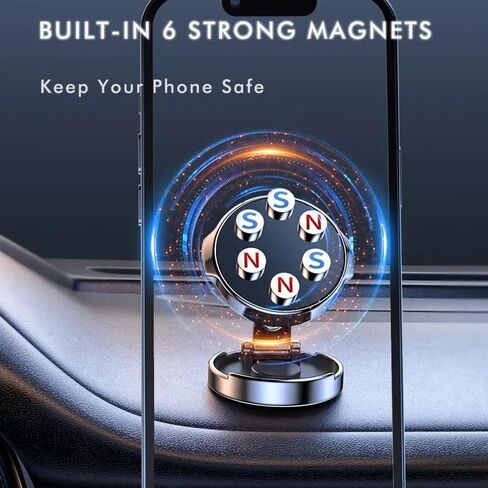 Universal Car Phone Holder for Car & Desk | 360° Foldable Rotation | Instant Snap-on Design for iPhone/Android (4-7 Inch Screens),Black. in Saudi Arabia