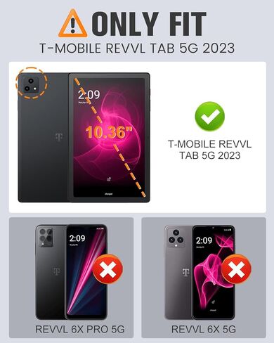 حافظة تابلت MoKo for T-Mobile Revvl Tab 5G مقاس 10.36 بوصة، حافظة حماية كاملة من الجلد النحيف مع حامل ثلاثي الطي لجهاز Revvl Tab 5G Tablet 2023 Resealesd، أسود in Kuwait