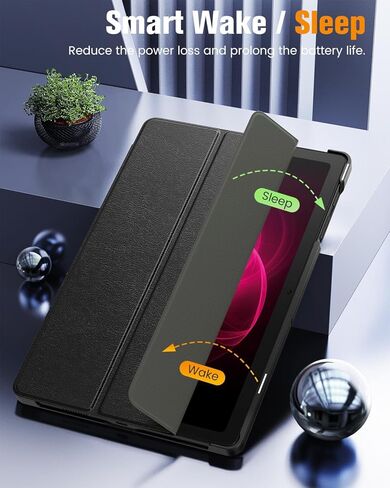 حافظة تابلت MoKo for T-Mobile Revvl Tab 5G مقاس 10.36 بوصة، حافظة حماية كاملة من الجلد النحيف مع حامل ثلاثي الطي لجهاز Revvl Tab 5G Tablet 2023 Resealesd، أسود in Kuwait