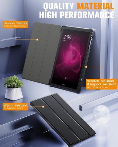 حافظة تابلت MoKo for T-Mobile Revvl Tab 5G مقاس 10.36 بوصة، حافظة حماية كاملة من الجلد النحيف مع حامل ثلاثي الطي لجهاز Revvl Tab 5G Tablet 2023 Resealesd، أسود in Kuwait