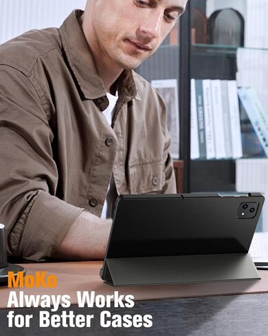 حافظة تابلت MoKo for T-Mobile Revvl Tab 5G مقاس 10.36 بوصة، حافظة حماية كاملة من الجلد النحيف مع حامل ثلاثي الطي لجهاز Revvl Tab 5G Tablet 2023 Resealesd، أسود in Kuwait