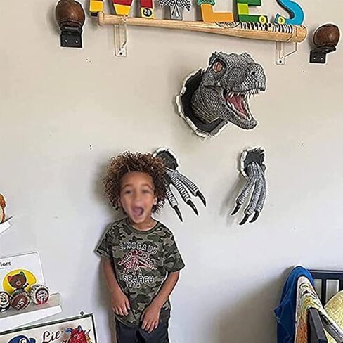 3D Dinosaur Wall Art Sculpture Dinosaur Head Wall Mount Wall-Mounted Resin Dinosaur Statue Dinosaur Home Bedroom Accessories (Blue) in Saudi Arabia