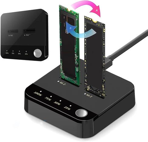 PUSOKEI M.2 NVMe SATA SSD Cloner Dock, 1:1 M.2 NVMe Drive Duplicator, USB 3.2 Gen 2x2, 20Gbps Dual NVMe SATA SSD Enclosure, Support Offline Clone, UASP and Trim in Saudi Arabia