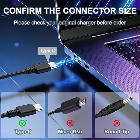 شاحن كمبيوتر محمول USB-C بقدرة 65 وات متوافق مع HP OmniBook 5 7، OmniBook 5 7 Flip، Omnibook X 14، X Flip 14 16، X Flip 2 في 1، Ultra 14 Next Gen AI Laptop Type C محول سلك الطاقة in Kuwait