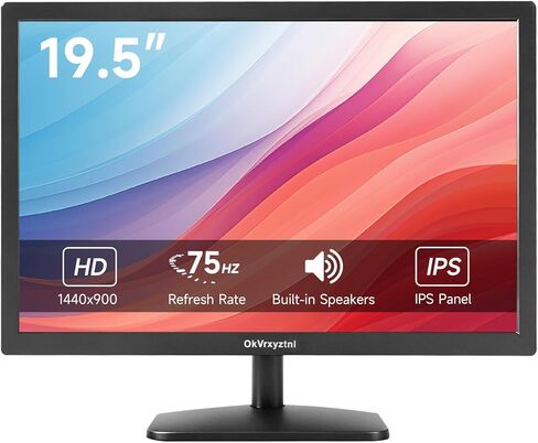 شاشة OkVrxyztnl19.5 HD 1440x900 للكمبيوتر الشخصي، معدل تحديث 75 هرتز، 5 مللي ثانية، مكبر صوت مدمج، HDMI x1، تركيب VGAx1 مناسب لأجهزة الكمبيوتر المحمولة وأجهزة الكمبيوتر المكتبية وأجهزة الكمبيوتر المكتبية in Kuwait