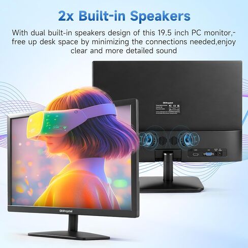 شاشة OkVrxyztnl19.5 HD 1440x900 للكمبيوتر الشخصي، معدل تحديث 75 هرتز، 5 مللي ثانية، مكبر صوت مدمج، HDMI x1، تركيب VGAx1 مناسب لأجهزة الكمبيوتر المحمولة وأجهزة الكمبيوتر المكتبية وأجهزة الكمبيوتر المكتبية in Kuwait
