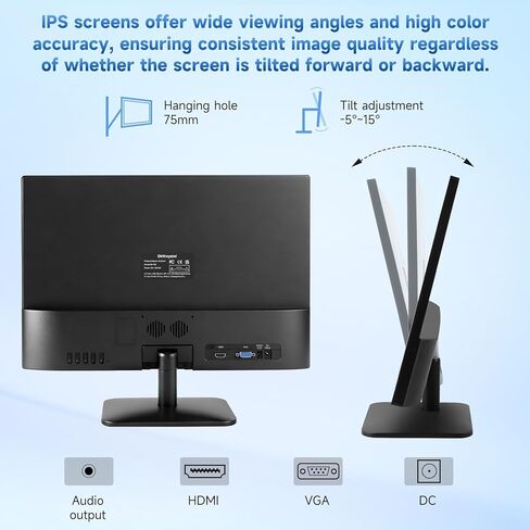 شاشة OkVrxyztnl19.5 HD 1440x900 للكمبيوتر الشخصي، معدل تحديث 75 هرتز، 5 مللي ثانية، مكبر صوت مدمج، HDMI x1، تركيب VGAx1 مناسب لأجهزة الكمبيوتر المحمولة وأجهزة الكمبيوتر المكتبية وأجهزة الكمبيوتر المكتبية in Kuwait