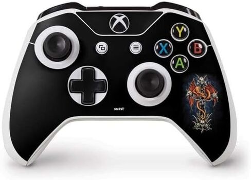 Skinit Decal Gaming Skin Compatible with Xbox One S Controller - Officially Licensed Sarah Richter Gothic Dragon & Skull Cross by Sarah Richter Design in Saudi Arabia