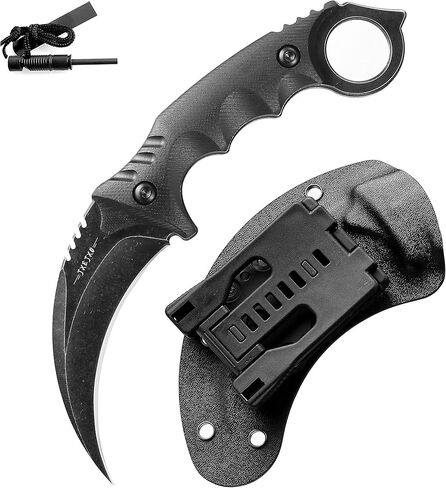 JXE JXO Claw Knife with Sheath, Durable 420HC Steel Fixed Blade Outdoor Duty Knife, Karambit Knife with Ergonomics G10 Anti-skidding Handle in Saudi Arabia