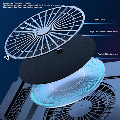 لوحة تبريد سريعة للكمبيوتر المحمول من Jectse، مبرد كمبيوتر محمول للألعاب RGB مع تصميم تبريد 360 درجة، مروحة 5.5 بوصة، 7 خيارات ألوان، 10 أوضاع إضاءة، 5 ارتفاعات in Kuwait