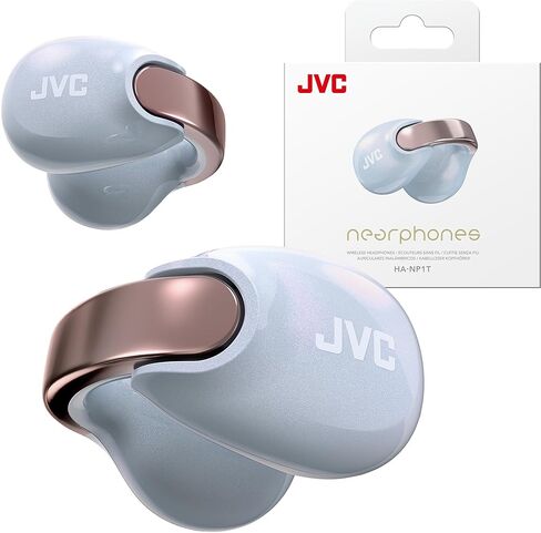 JVC Nearphones Pearl Edition - سماعات أذن لاسلكية حقيقية مع قوس لامع، ملاءمة مريحة، اتصال متعدد النقاط، بلوتوث 5.3، عمر بطارية 24 ساعة - HANP1T-PN (خوخ رملي) in Saudi Arabia