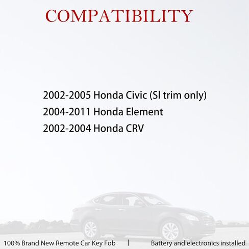 استبدال جهاز التحكم عن بعد MechanMagic Key Fob يناسب 2002-2005 Honda Civic (Sl Trim فقط) / 2004-2011 Honda Element / 2002-2004 Honda CRV مفتاح التحكم عن بعد للدخول بدون مفتاح OUCG8D-344H-A 72147-S5T-A01 in Kuwait