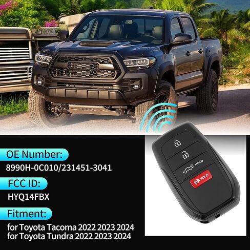 X AUTOHAUX HYQ14FBX 314MHz استبدال دخول بدون مفتاح عن بعد مفتاح ذكي فوب لتويوتا تاكوما تندرا 2022 2023 2024 رقم 8990H-0C010/231451-3041 3 أزرار in Saudi Arabia