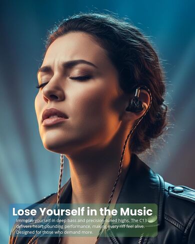 Essonio ES-C13 شاشة داخل الأذن مصنوعة يدويًا من الخشب، 2 Knowles BA+1DD Hybrid Hi-Fi IEM، سماعات أذن سلكية لإلغاء الضوضاء، كابل 5N مطلي بالفضة، 3.5/4.4 مم/النوع C، سماعات أذن احترافية للاستوديو والموسيقى والمسرح in Kuwait