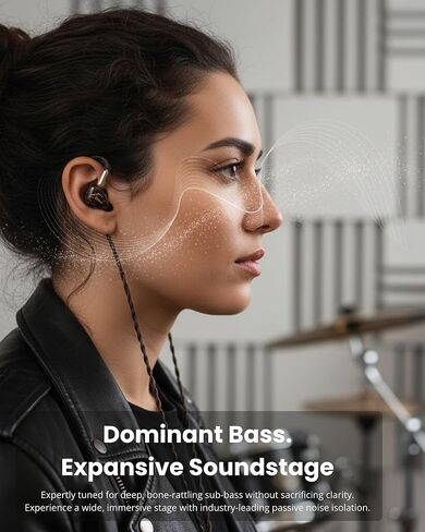 Essonio ES-C13 شاشة داخل الأذن مصنوعة يدويًا من الخشب، 2 Knowles BA+1DD Hybrid Hi-Fi IEM، سماعات أذن سلكية لإلغاء الضوضاء، كابل 5N مطلي بالفضة، 3.5/4.4 مم/النوع C، سماعات أذن احترافية للاستوديو والموسيقى والمسرح in Kuwait