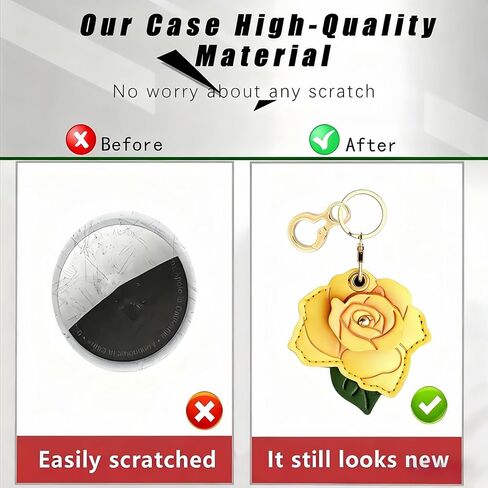 Leather AirTag Protective Case Keychain - Can Hold Keys, Fit Access Cards, GPS Tracking Device Cover in Saudi Arabia