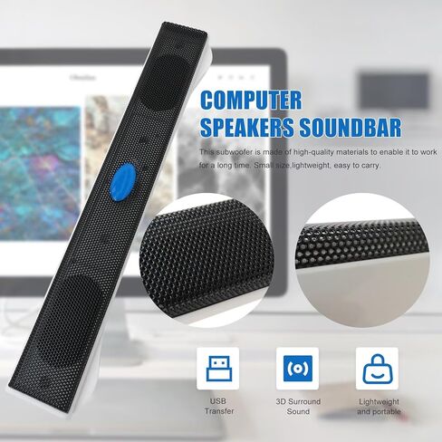 2025 Compact 2.0 USB Sound Bar - Stereo Computer Speakers for Desktop PC Laptop in Saudi Arabia