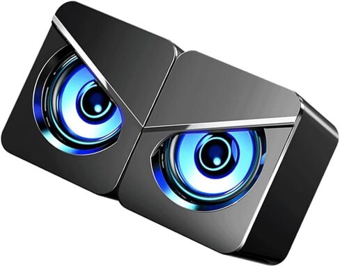صندوق مكبر الصوت الذي يعمل بمنفذ USB من NUOBESTY للكمبيوتر المكتبي مع إضاءة محيطة ملونة وصوت ستيريو مستقل للتحكم في مستوى الصوت ومكبر صوت USB سلكي لألعاب المكتب المنزلي in Kuwait