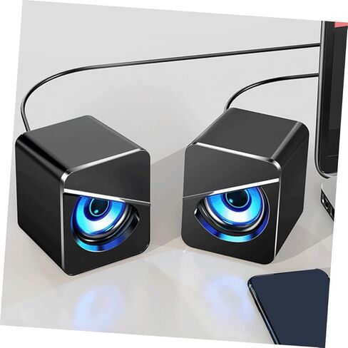 صندوق مكبر الصوت الذي يعمل بمنفذ USB من NUOBESTY للكمبيوتر المكتبي مع إضاءة محيطة ملونة وصوت ستيريو مستقل للتحكم في مستوى الصوت ومكبر صوت USB سلكي لألعاب المكتب المنزلي in Kuwait