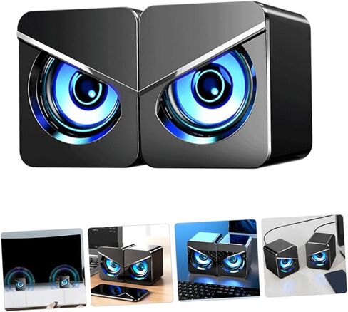 صندوق مكبر الصوت الذي يعمل بمنفذ USB من NUOBESTY للكمبيوتر المكتبي مع إضاءة محيطة ملونة وصوت ستيريو مستقل للتحكم في مستوى الصوت ومكبر صوت USB سلكي لألعاب المكتب المنزلي in Kuwait