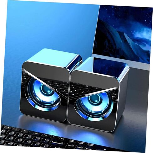 صندوق مكبر الصوت الذي يعمل بمنفذ USB من NUOBESTY للكمبيوتر المكتبي مع إضاءة محيطة ملونة وصوت ستيريو مستقل للتحكم في مستوى الصوت ومكبر صوت USB سلكي لألعاب المكتب المنزلي in Kuwait