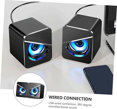 صندوق مكبر الصوت الذي يعمل بمنفذ USB من NUOBESTY للكمبيوتر المكتبي مع إضاءة محيطة ملونة وصوت ستيريو مستقل للتحكم في مستوى الصوت ومكبر صوت USB سلكي لألعاب المكتب المنزلي in Kuwait