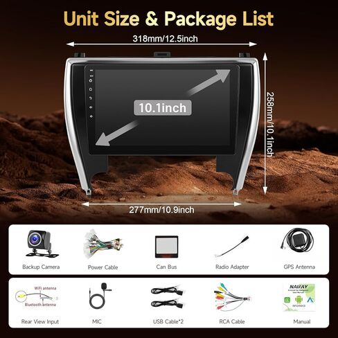 ستيريو سيارة Naifay Android 12 لسيارة Toyota Camry 2015 2016 2017، شاشة لمس 10.1 بوصة لراديو Camry مع Carplay Android Auto Bluetooth WiFi GPS SWC+Canbus (تناسب نظام J.B.L وشاشة كبيرة) in Kuwait