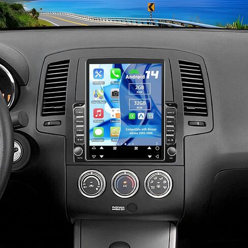 Android 14 Double Din Car Stereo Upgrade Radio for Nissan Altima 2005-2006, 9.7" Touchscreen w/Wireless Carplay Android Auto GPS WiFi Bluetooth RDS DSP SWC Mirrorlink Backup Camera in Saudi Arabia