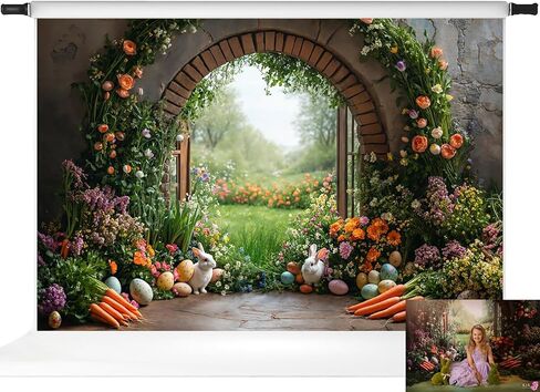 Kate Easter Photography Backdrops Arch Spring Backdrop Rabbits Carrot Children Photoshoot Backgrounds, 10x8ft in Saudi Arabia