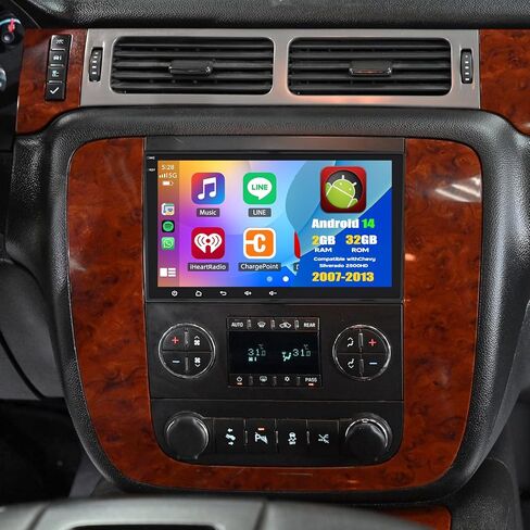 Android 14 Double Din Car Stereo Upgrade Radio for Chevy Tahoe 2007-2014, 2G+32G 8" Touchscreen Wireless Carplay Android Auto GPS WiFi Bluetooth RDS DSP SWC Mirrorlink in Saudi Arabia