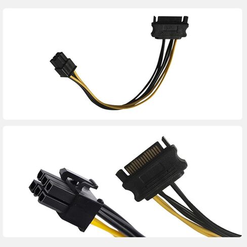 كابل موصلات ذكر Sata15pin إلى 6Pin لوحدة معالجة الرسومات كابل إمداد الطاقة تمديد إمداد الطاقة كابل طاقة الكمبيوتر 7.87in in Kuwait
