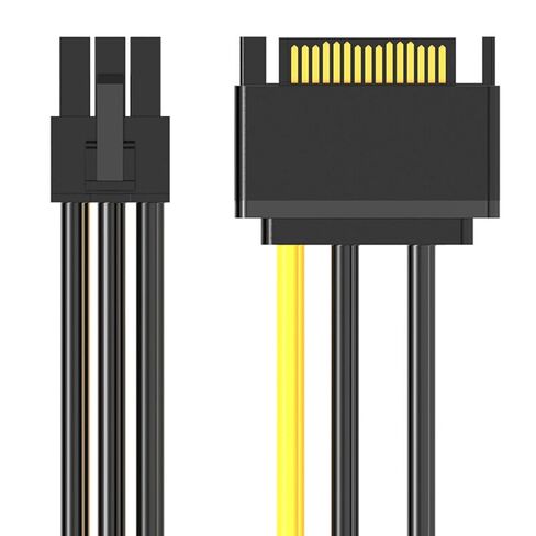 كابل موصلات ذكر Sata15pin إلى 6Pin لوحدة معالجة الرسومات كابل إمداد الطاقة تمديد إمداد الطاقة كابل طاقة الكمبيوتر 7.87in in Kuwait