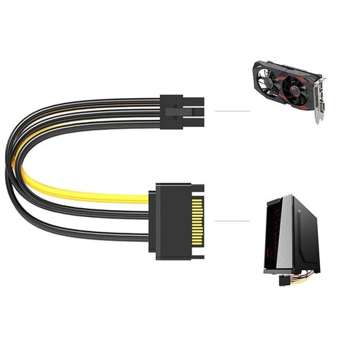 كابل موصلات ذكر Sata15pin إلى 6Pin لوحدة معالجة الرسومات كابل إمداد الطاقة تمديد إمداد الطاقة كابل طاقة الكمبيوتر 7.87in in Kuwait