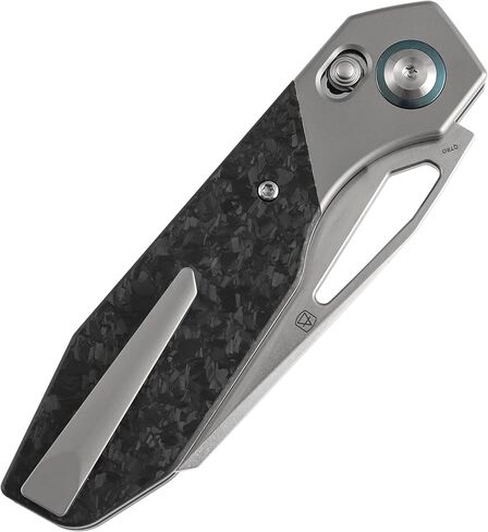 سكين جيب KANSEPT QTRO، Wharncliffe 3.75 بوصة فتحة إبهام من الفولاذ المغسول بالحجارة، مقبض من ألياف الكربون المزخرفة بالتيتانيوم، مشبك عميق للرجال والنساء EDC للتخييم والمشي لمسافات طويلة K1118VA3 in Kuwait