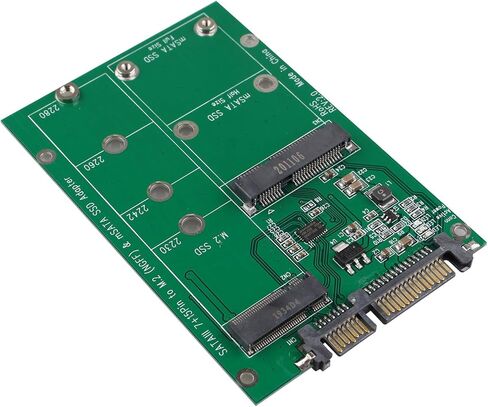 محرك أقراص الحالة الصلبة 2 في 1 Mini PCI-E M.2 NGFF + mSATA SSD إلى بطاقة محول لوحة محول SATA 3.0 مع طقم صامولة لولبية 2 حزمة (SATA3 / M) in Saudi Arabia