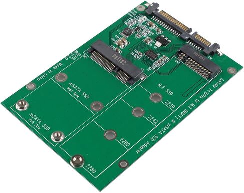 محرك أقراص الحالة الصلبة 2 في 1 Mini PCI-E M.2 NGFF + mSATA SSD إلى بطاقة محول لوحة محول SATA 3.0 مع طقم صامولة لولبية 2 حزمة (SATA3 / M) in Saudi Arabia