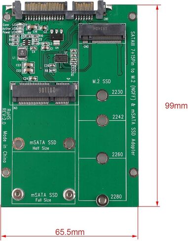 محرك أقراص الحالة الصلبة 2 في 1 Mini PCI-E M.2 NGFF + mSATA SSD إلى بطاقة محول لوحة محول SATA 3.0 مع طقم صامولة لولبية 2 حزمة (SATA3 / M) in Saudi Arabia