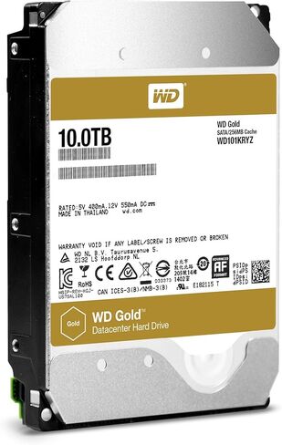 محرك الأقراص الصلبة لمركز البيانات WD 10 تيرابايت - 7200 دورة في الدقيقة فئة SATA 6 جيجابايت/ثانية وذاكرة تخزين مؤقت 128 ميجابايت 3.5 بوصة، ذهبي (WD101KRYZ) (متجدد) in Kuwait