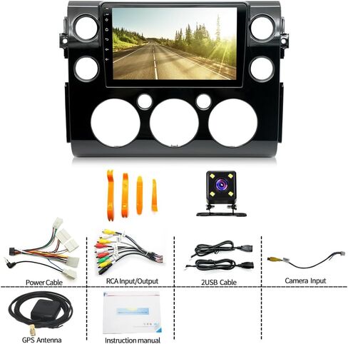 Android 13.0 Double Din Car Stereo - 9 Inch Touch Screen Radio Android Auto CarPlay Audio Multimedia Receiver with GPS Bluetooth ＆ Backup Camera for Toyota FJ Cruiser 2007-2013 in Saudi Arabia