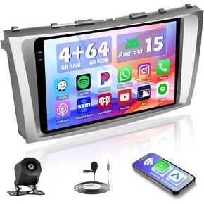 [4+128G] for Toyota Camry 2006-2011 Hikity Android 15 Car Stereo, 9" Incell Touchscreen Radio Wireless CarPlay/Android Auto Bluetooth GPS Navigation WiFi FM/RDS + AHD Backup Camera in Kuwait
