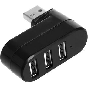 USB Port Splitter, 3 Ports USB 2.0 Rotatable HUB, USB to 3USB Converter 90° 180° 270° Degree for PC Laptop Notebook Tablet (Black) in Saudi Arabia