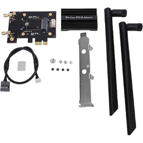 محول M.2 NGFF إلى PCIe WiFi، بطاقة شبكة لاسلكية بنطاق 2.4 جيجا هرتز 5 جيجا هرتز 6 جيجا هرتز مع هوائيات مزدوجة 8dBi ومشتت حراري، للكمبيوتر المكتبي OS X in Kuwait
