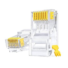 PortFow Cat6 RJ45 Pass Through Modular Plugs Unshielded (UTP) EZ Crimp Gold-Plated 3U 3-Prong 8P8C Connectors 50 Pack in Saudi Arabia