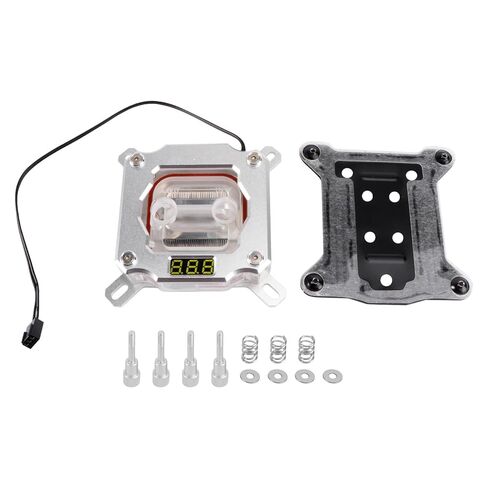 TEHAUX CPU Water Block with Temperature Digital Display for 1150/1151/1155/1156/2011 Platforms, Motherboard Lighting Sync Compatible, Silver Cooling Block for PC Enthusiasts in Saudi Arabia