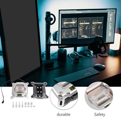 TEHAUX CPU Water Block with Temperature Digital Display for 1150/1151/1155/1156/2011 Platforms, Motherboard Lighting Sync Compatible, Silver Cooling Block for PC Enthusiasts in Saudi Arabia