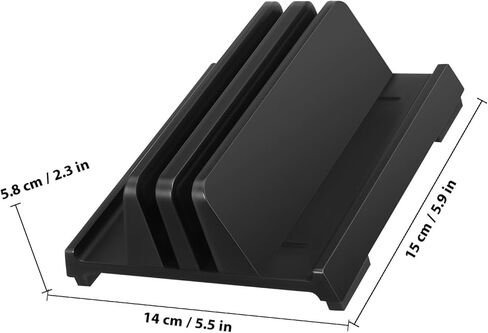 Adjustable Laptop Vertical Dock with Dual Slots, Black Vertical Laptop Stand Workspace Organizer for Office Desk and Home Use in Saudi Arabia