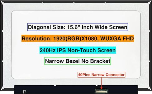 بديل شاشة EM EMAJOR TECH الجديدة لشاشة LQ156M1JW26 LQ156M1JW26A 1920X1080 FHD 240 هرتز شاشة LCD LED غير تعمل باللمس مع مجموعة من الأشرطة والأدوات in Saudi Arabia